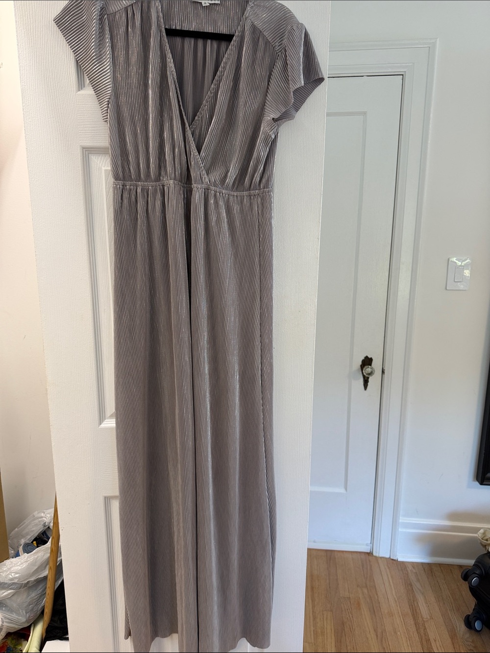 Baltic Born Silver Pleated Wrap Maxi Dress